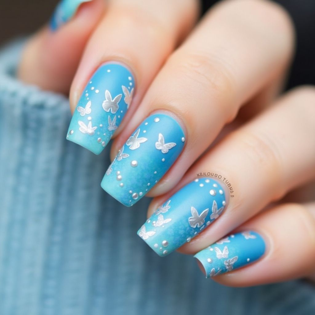 Blue Spring Nail Design
