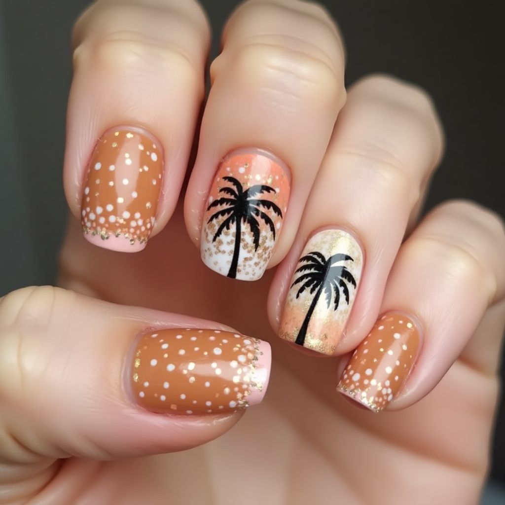 Tan Summer Nail Design