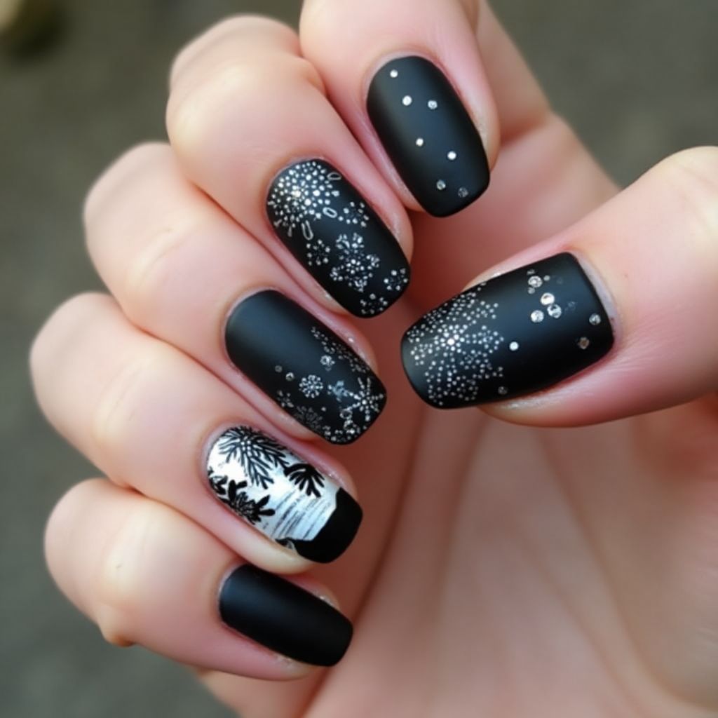 Black Winter Nail Design