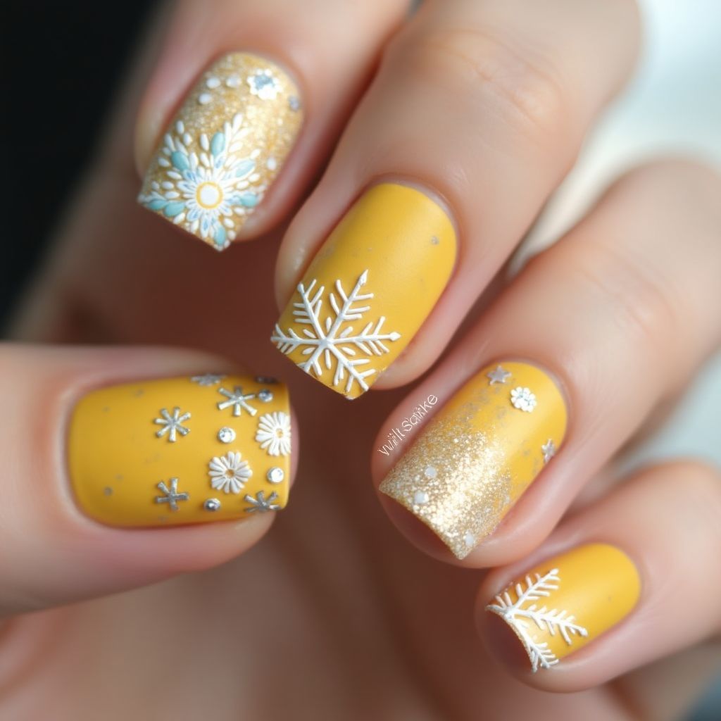 Yellow Winter Nail Design