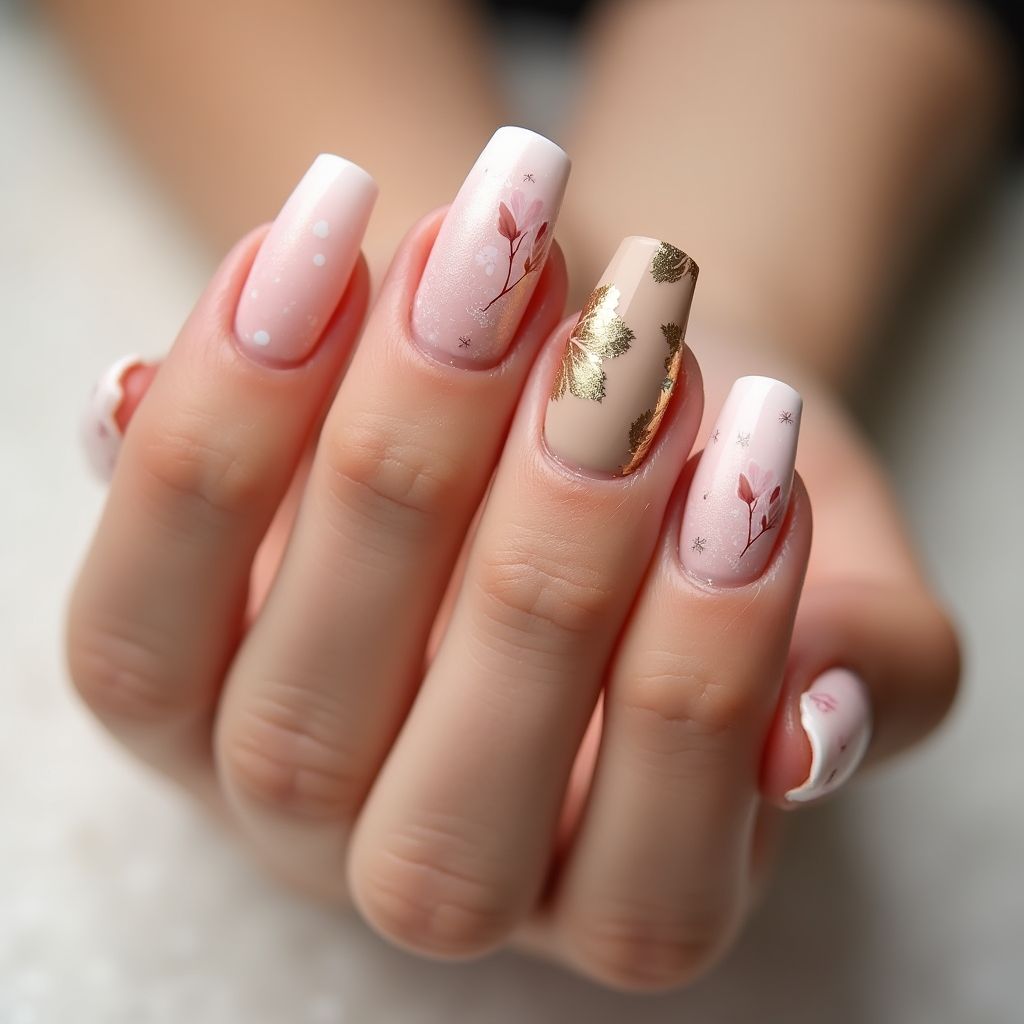 Tan Spring Nail Design