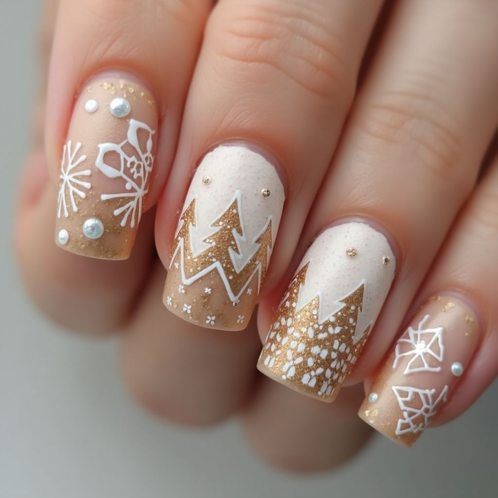 Tan Winter Nail Design