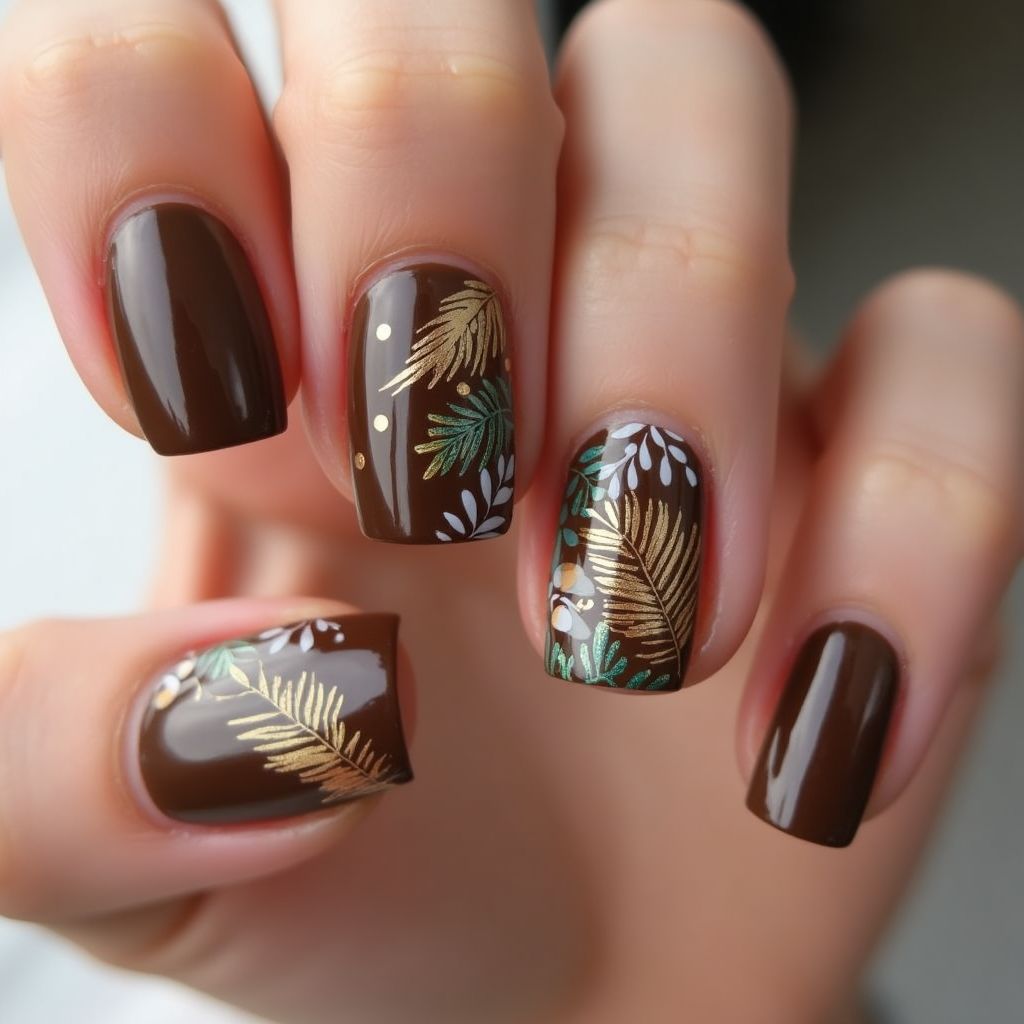 Chocolate Brown Summer Nail Design