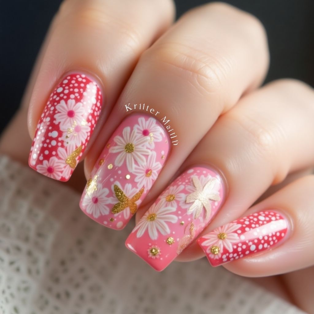 Hot Pink Spring Nail Design
