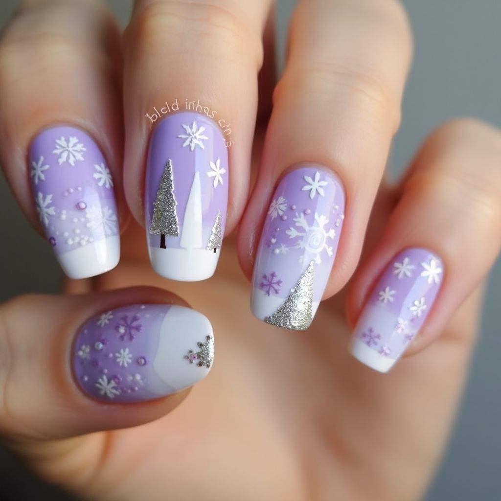 Pastel Purple Winter Nail Design