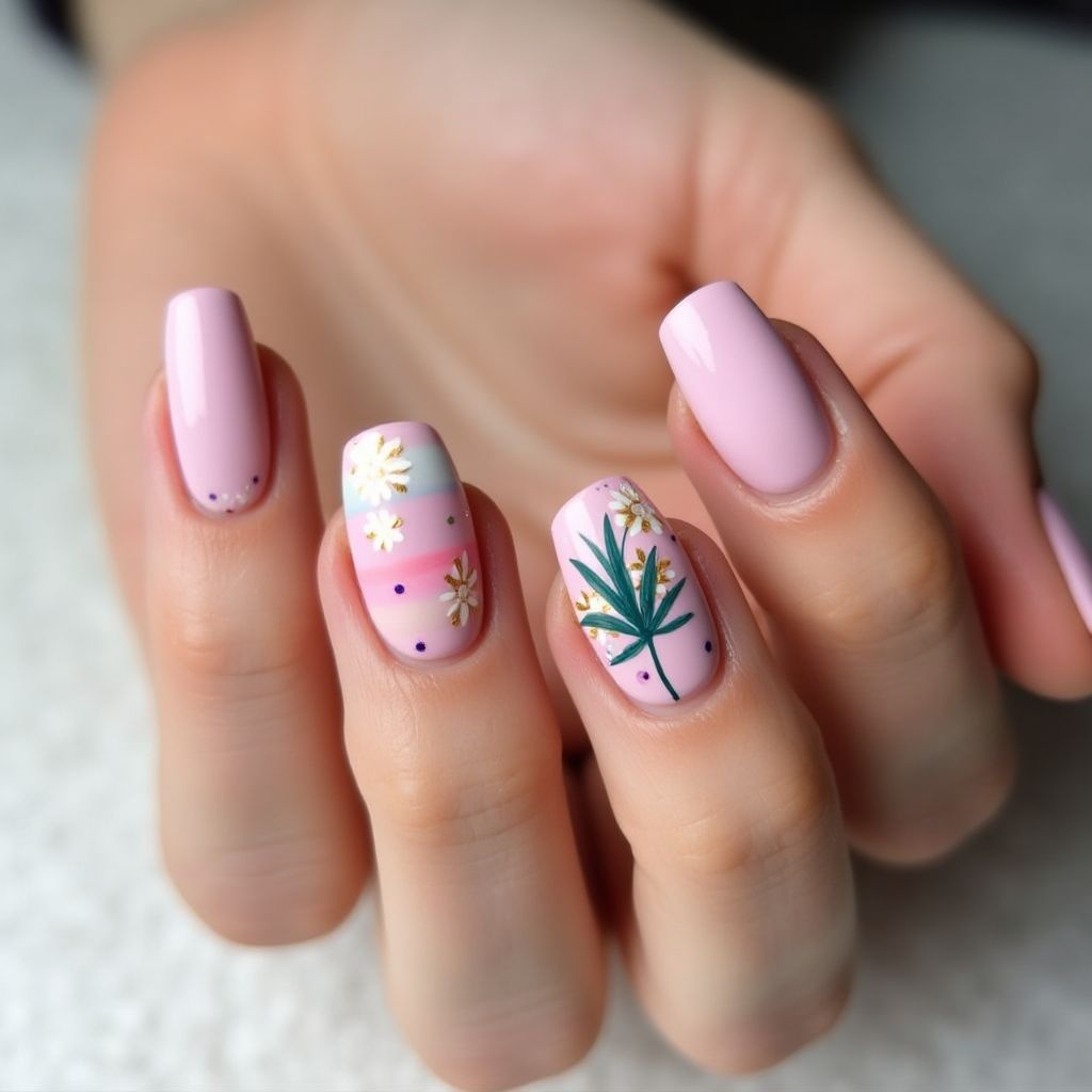 Baby Pink Summer Nail Design