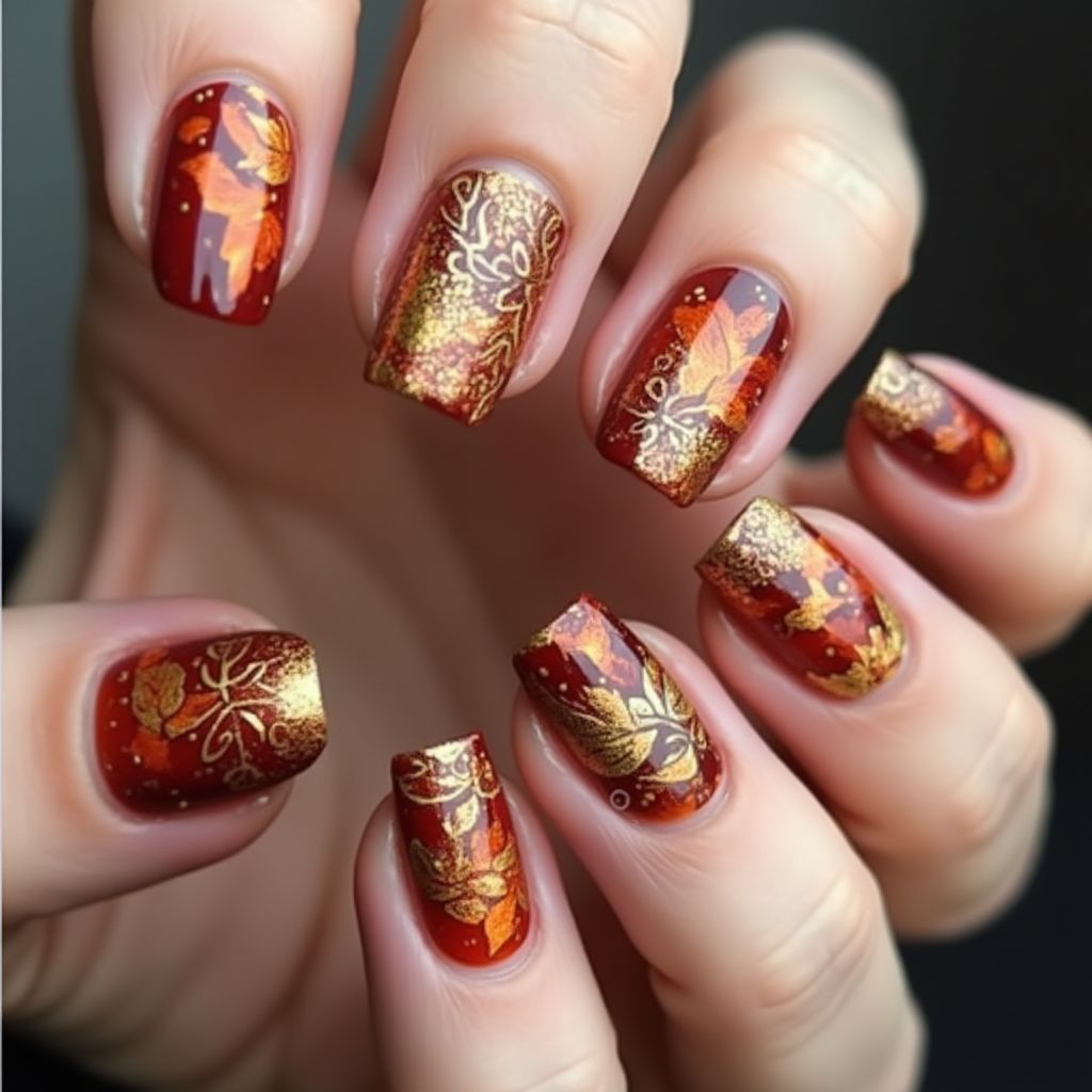 Gold Autumn Nail Design
