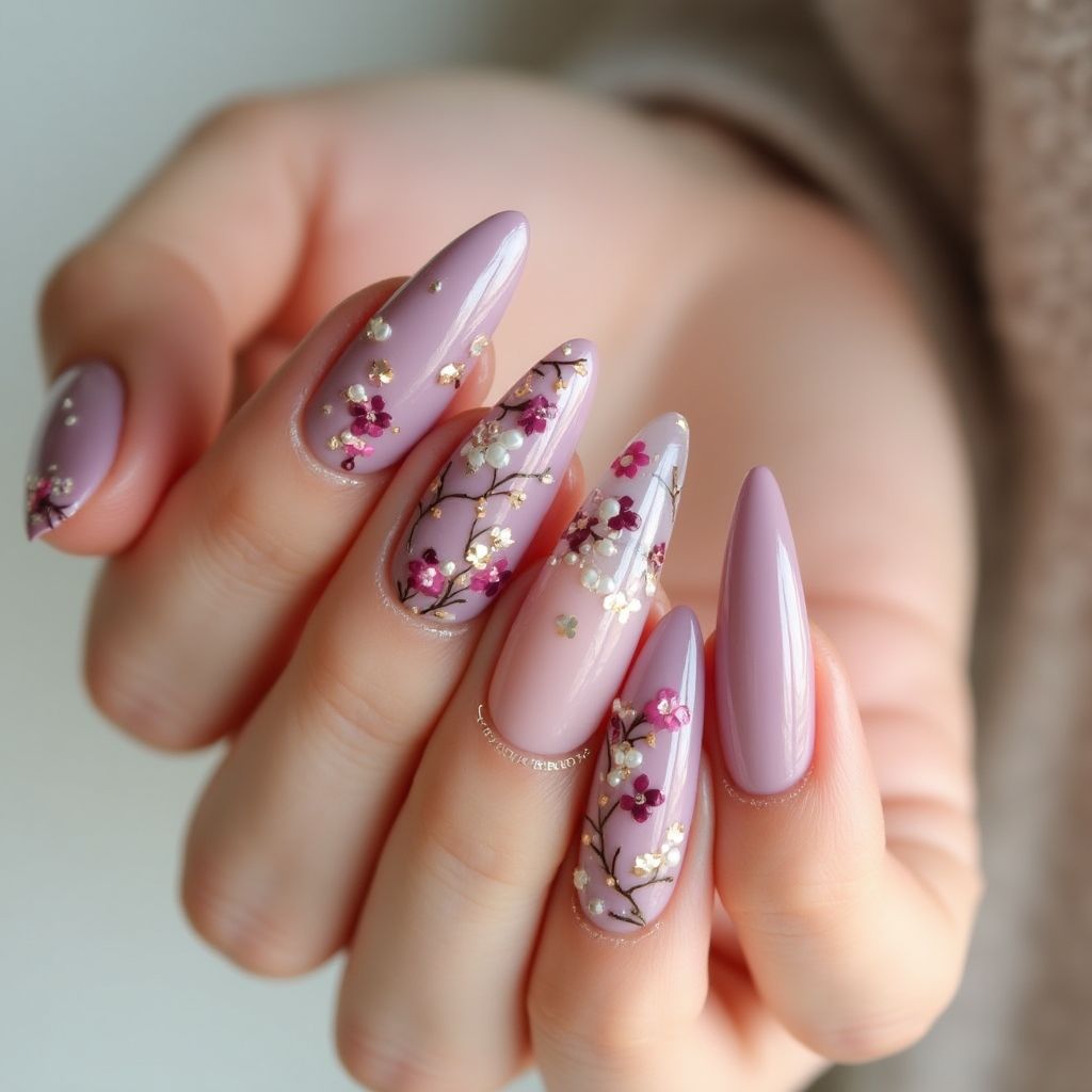 Wine Spring Nail Design