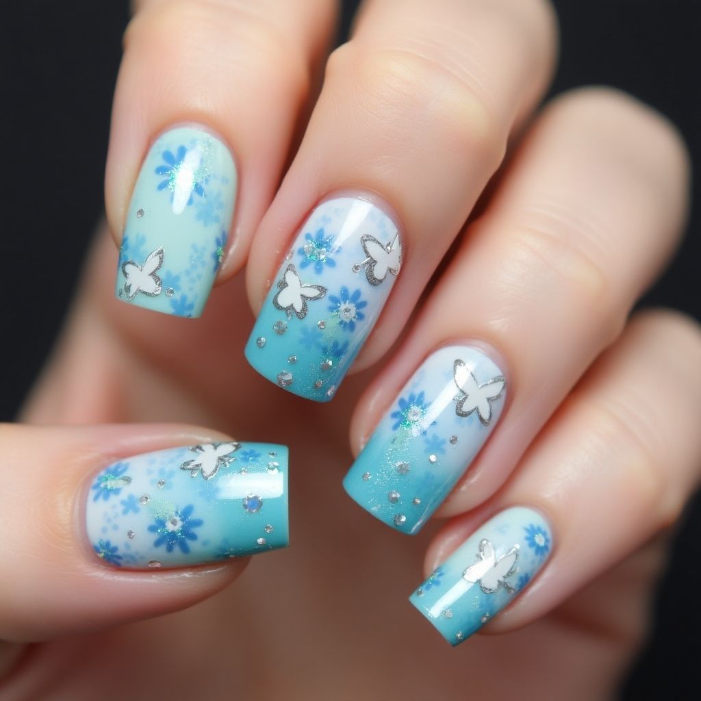 Blue Spring Nail Design
