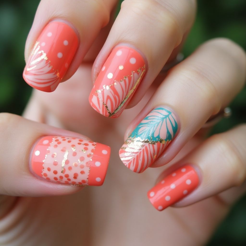 Coral Summer Nail Design