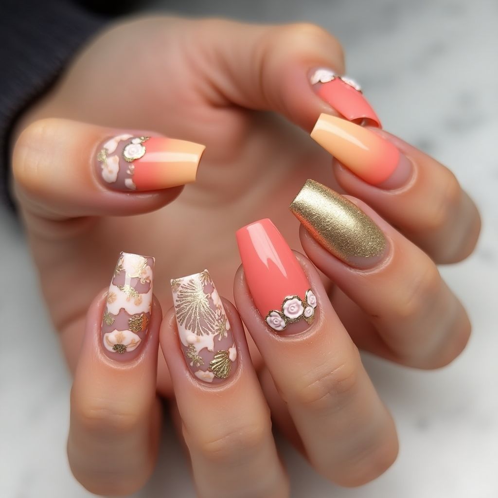 Peach Summer Nail Design