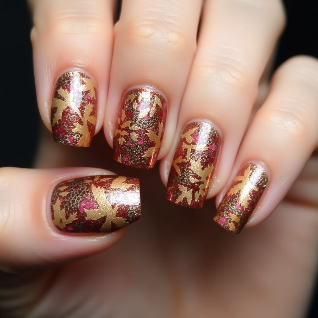 Bronze Autumn Nail Design