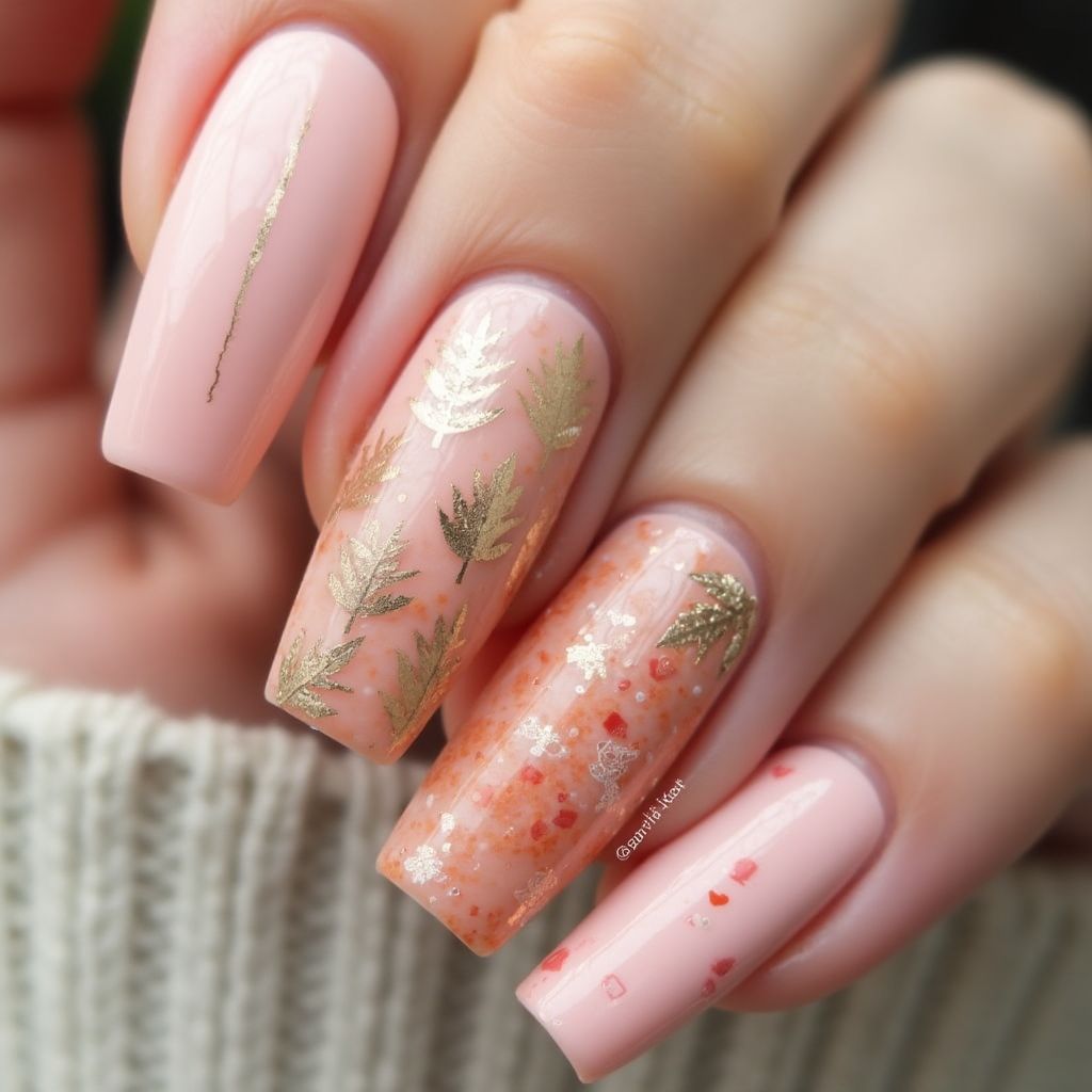 Baby Pink Autumn Nail Design
