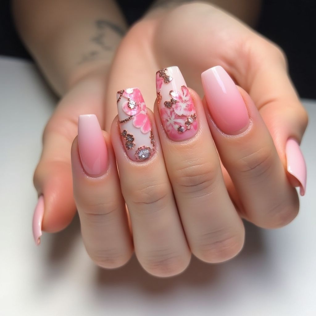 Pink Spring Nail Design