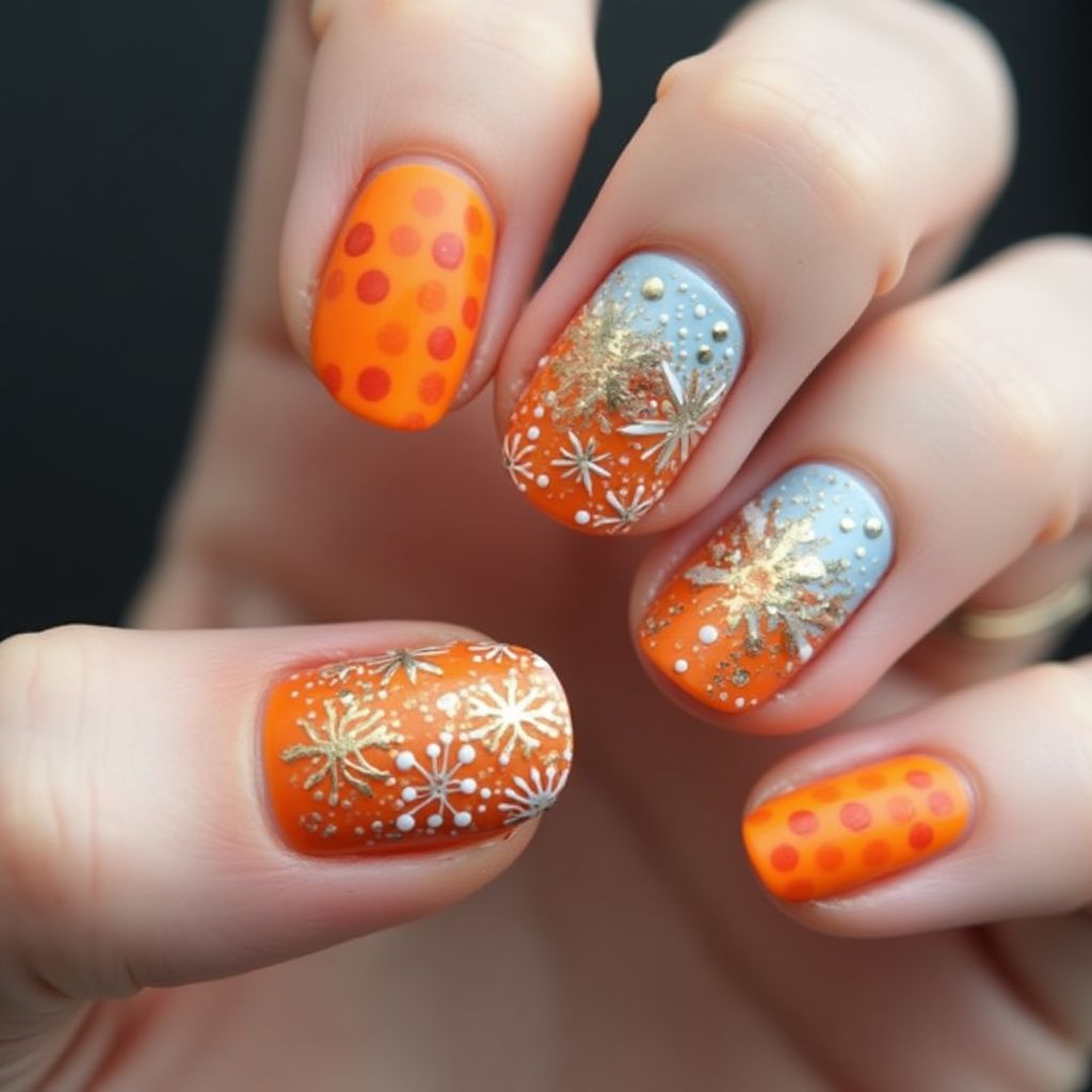 Orange Winter Nail Design