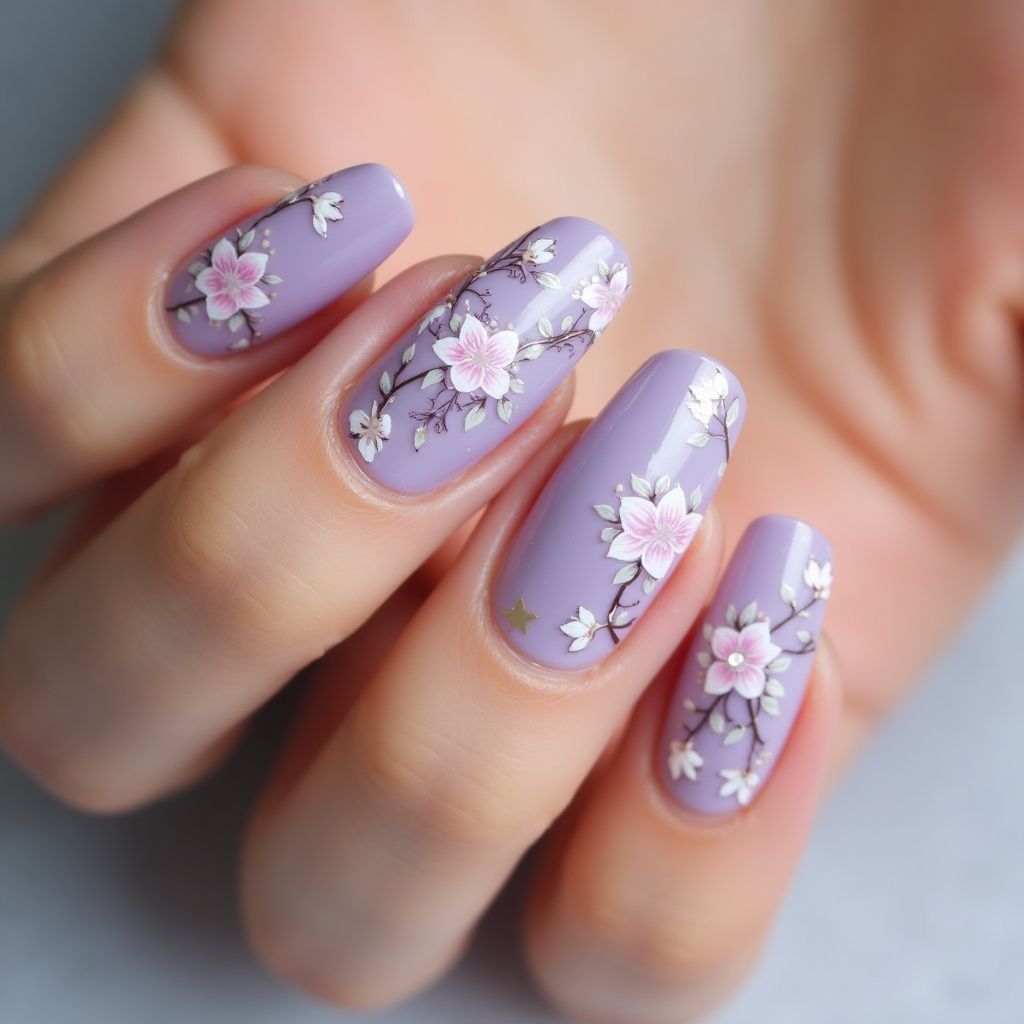 Lilac Spring Nail Design