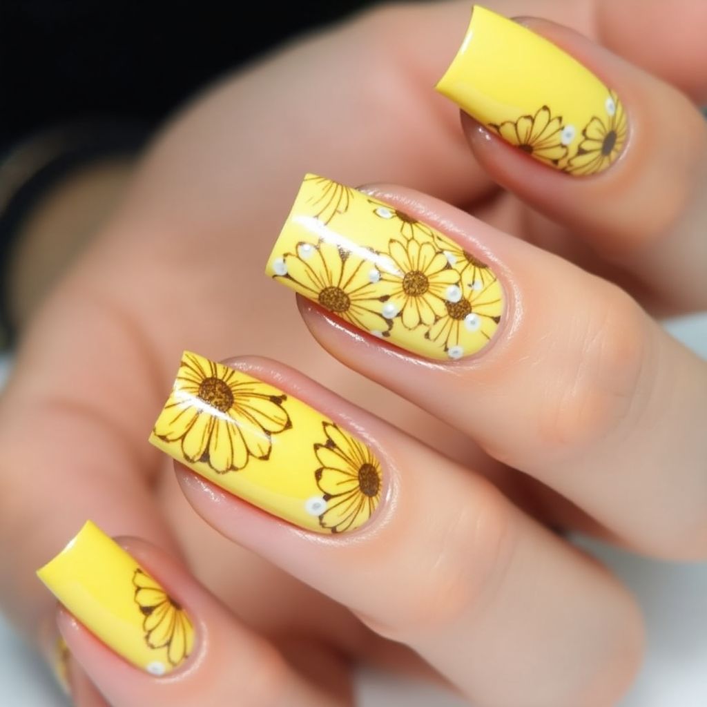Yellow Spring Nail Design
