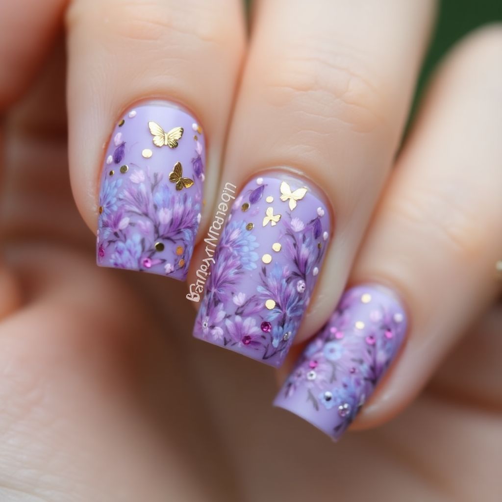 Purple Spring Nail Design