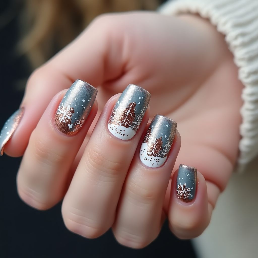 Copper Winter Nail Design