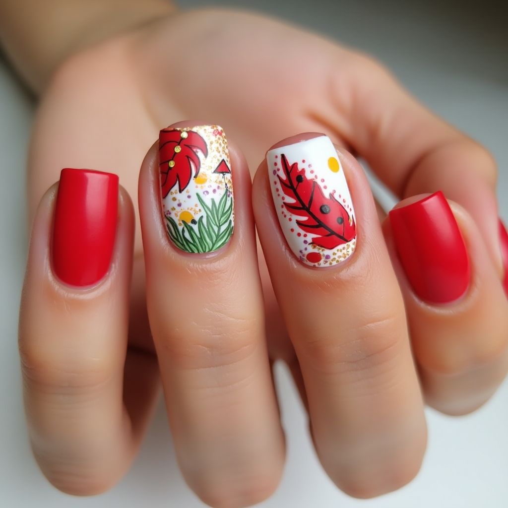 Red Summer Nail Design