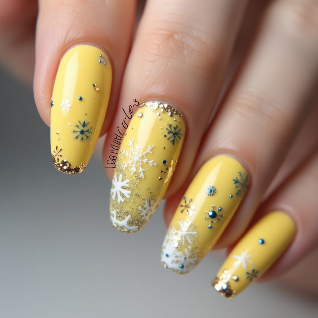 Yellow Winter Nail Design