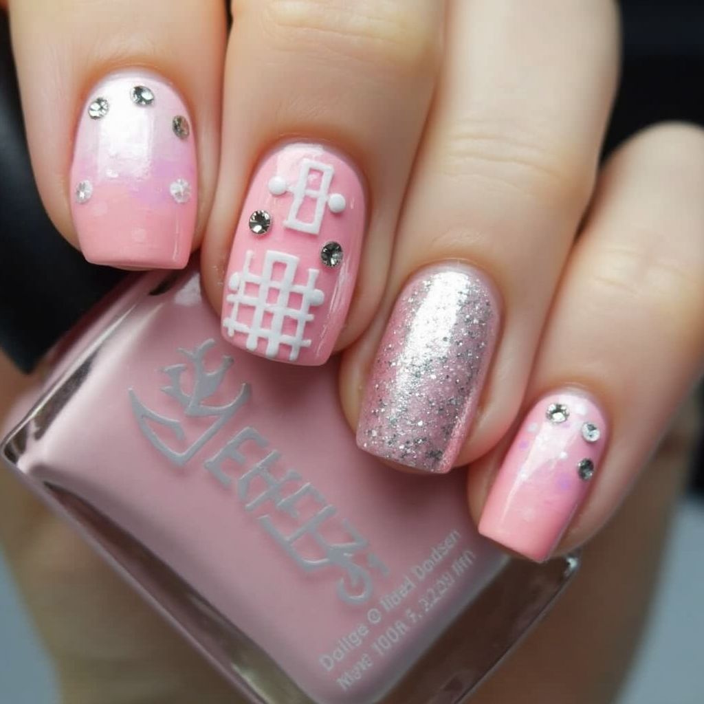 Pink Winter Nail Design