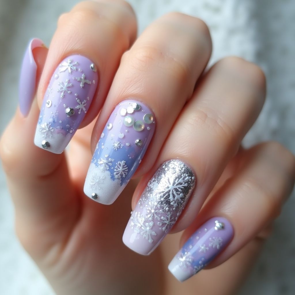 Lilac Winter Nail Design