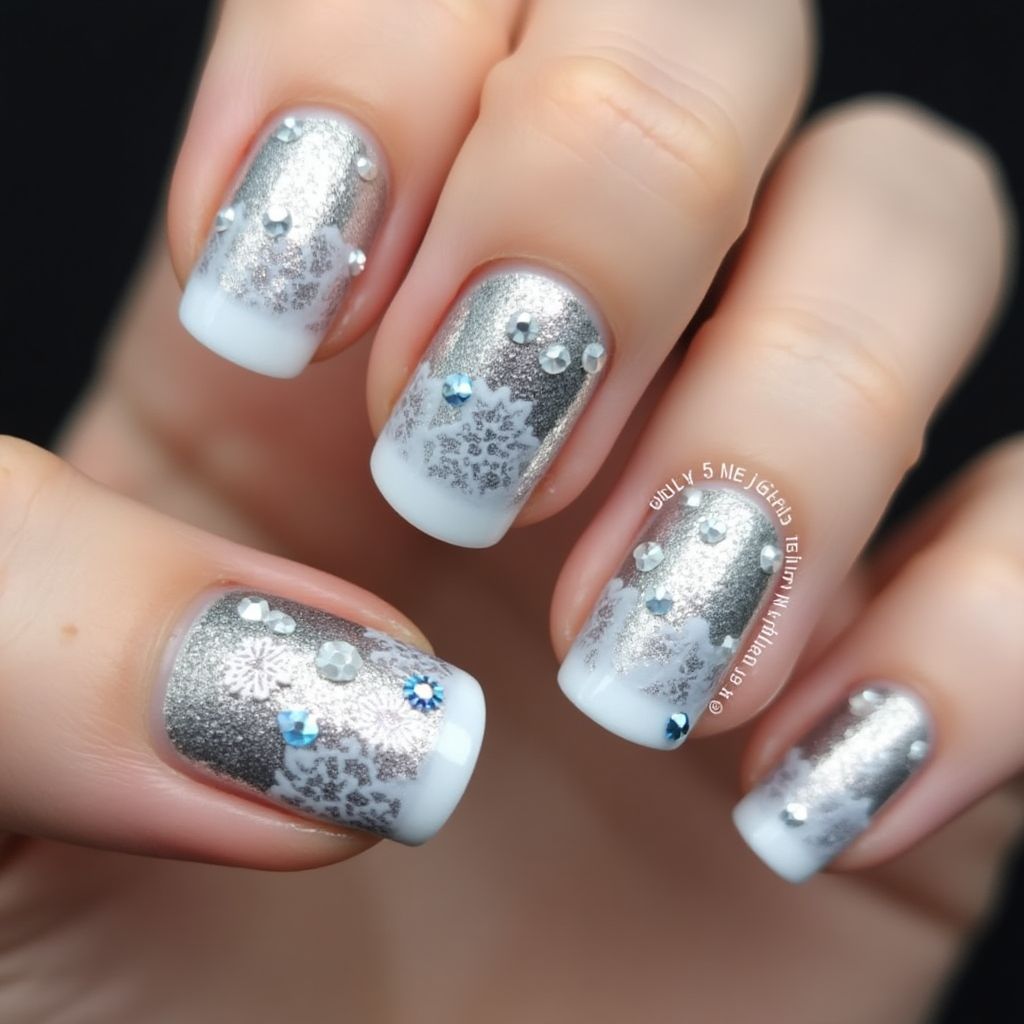 Silver Winter Nail Design