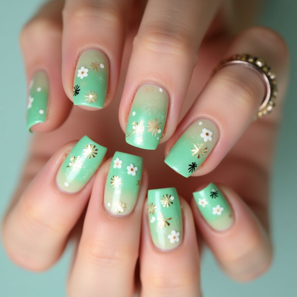 Pastel Green Summer Nail Design