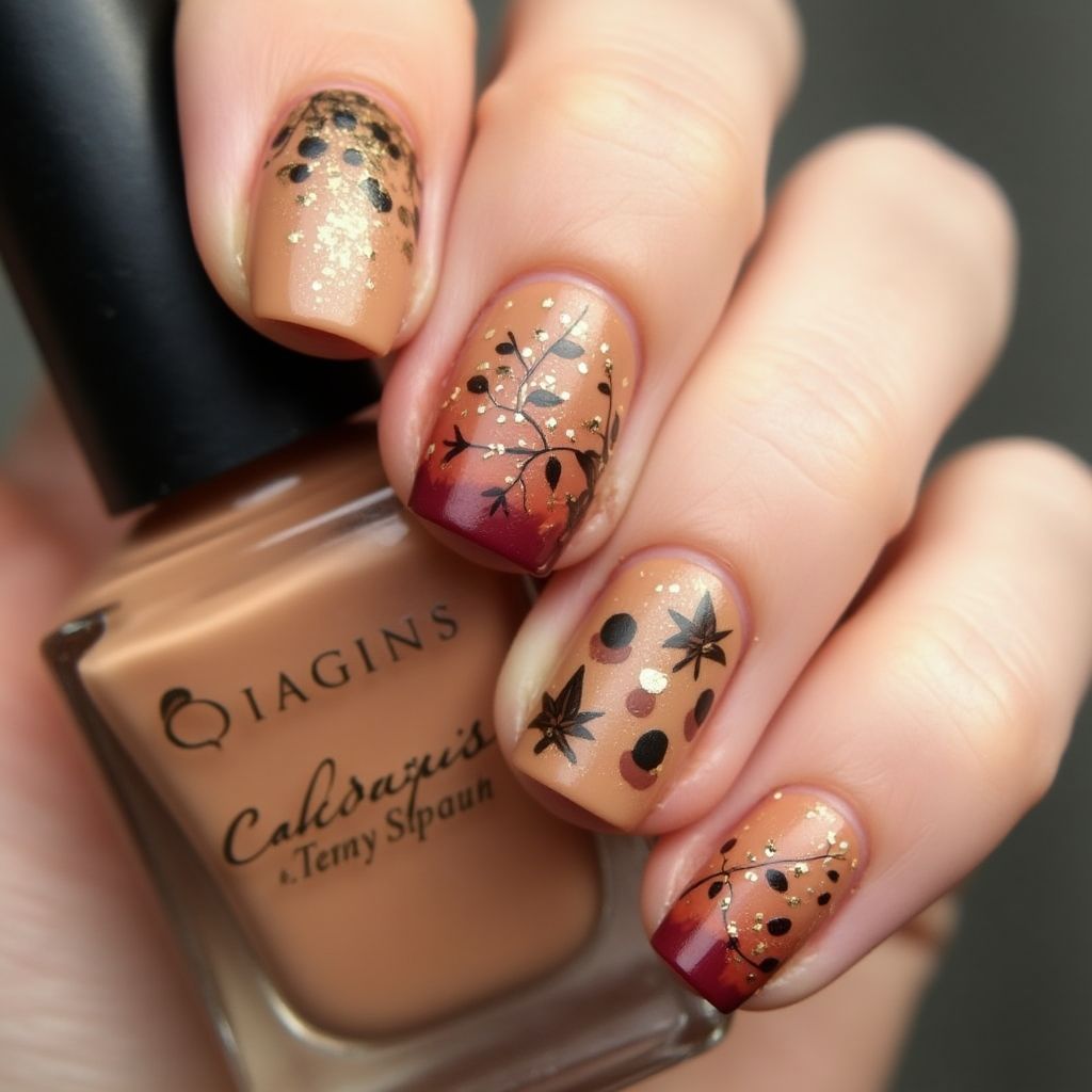 Tan Autumn Nail Design