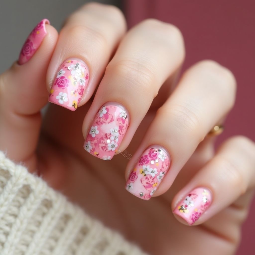 Hot Pink Spring Nail Design