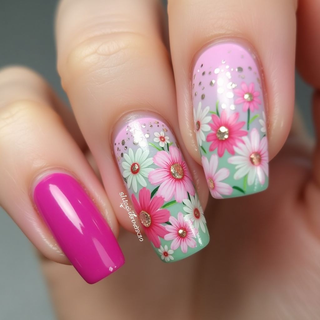 Fuchsia Spring Nail Design