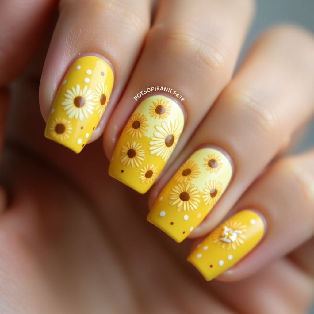 Yellow Spring Nail Design