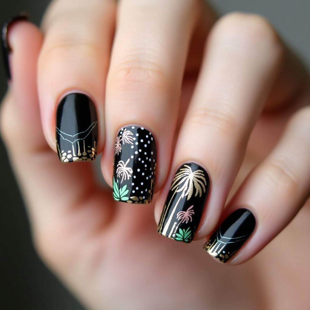 Black Summer Nail Design