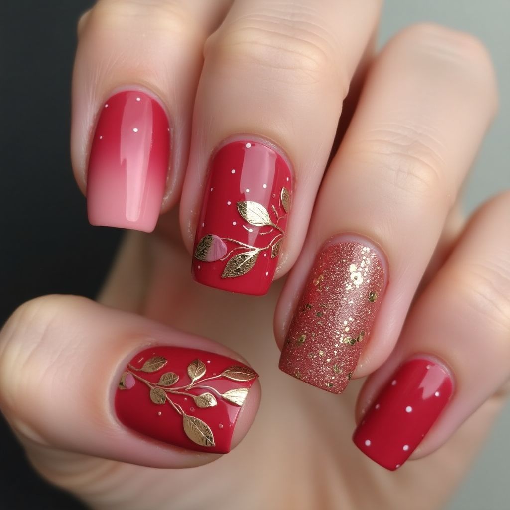 Hot Pink Autumn Nail Design