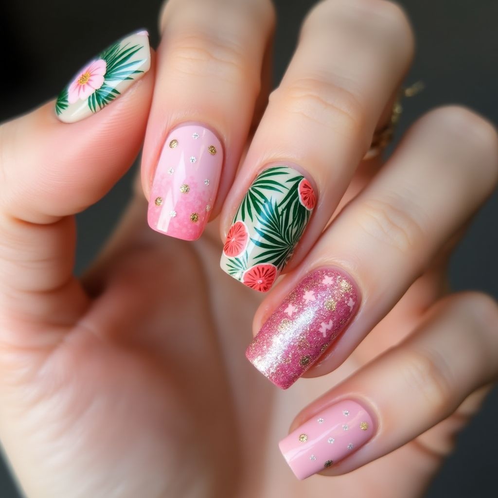 Pink Summer Nail Design