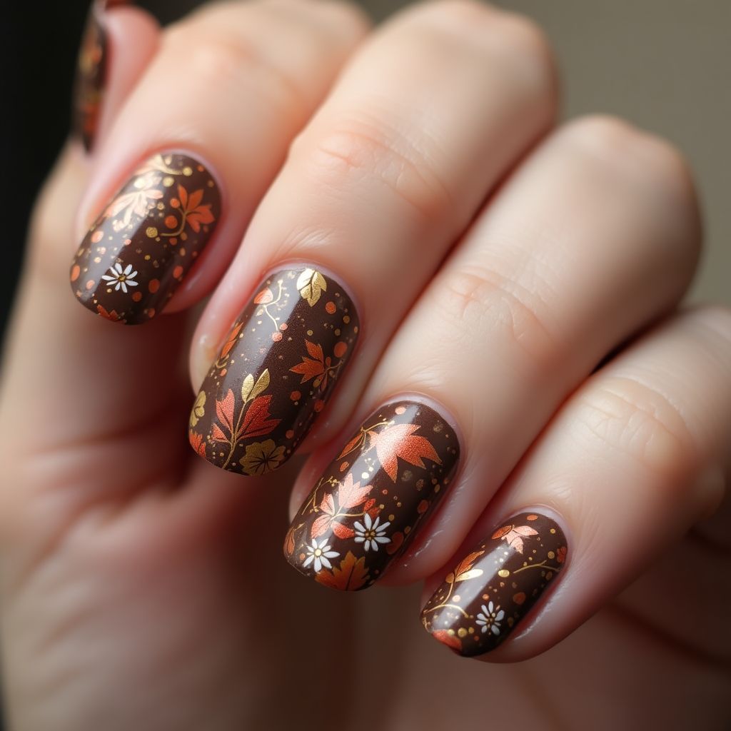 Chocolate Brown Autumn Nail Design