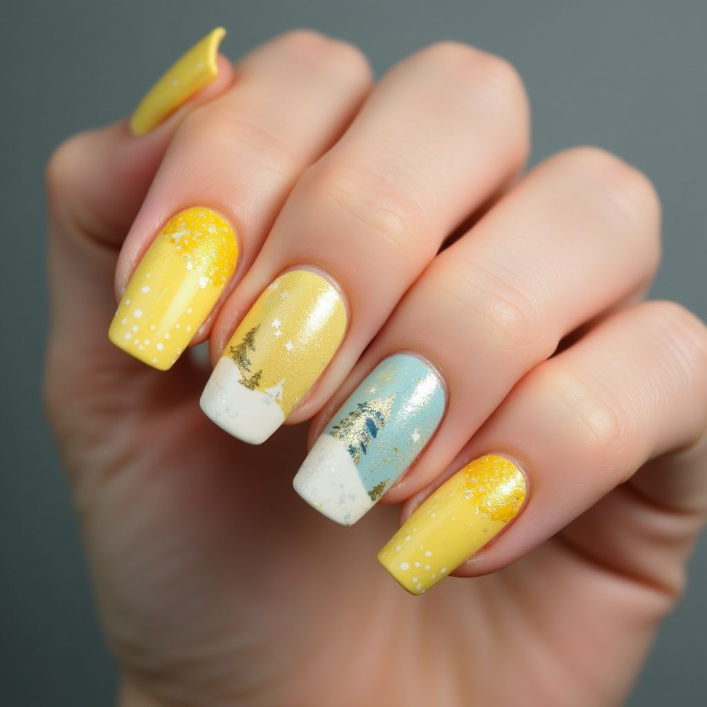 Yellow Winter Nail Design