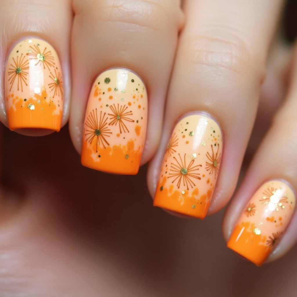 Orange Spring Nail Design
