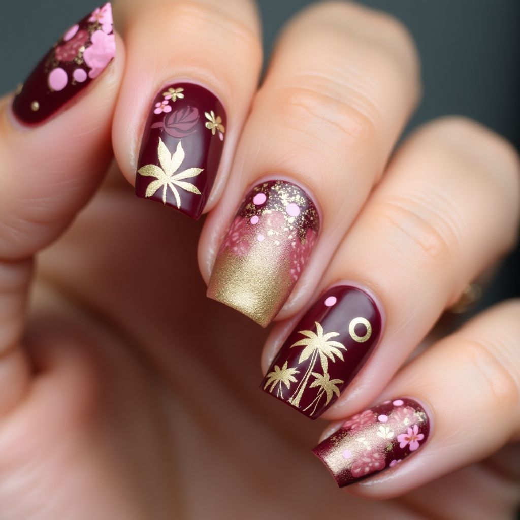 Wine Summer Nail Design