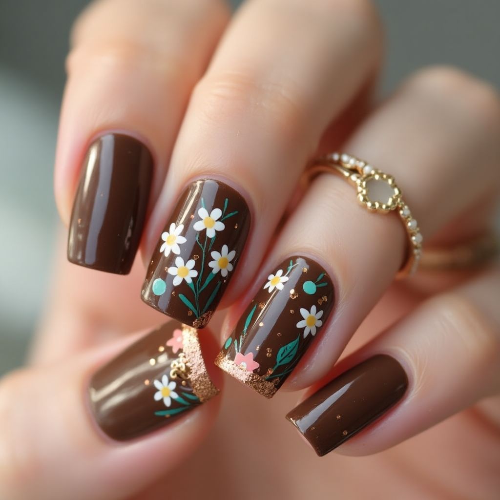 Chocolate Brown Summer Nail Design