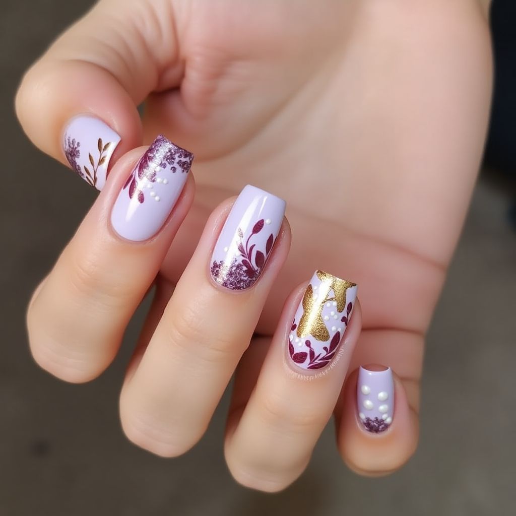 Lilac Autumn Nail Design
