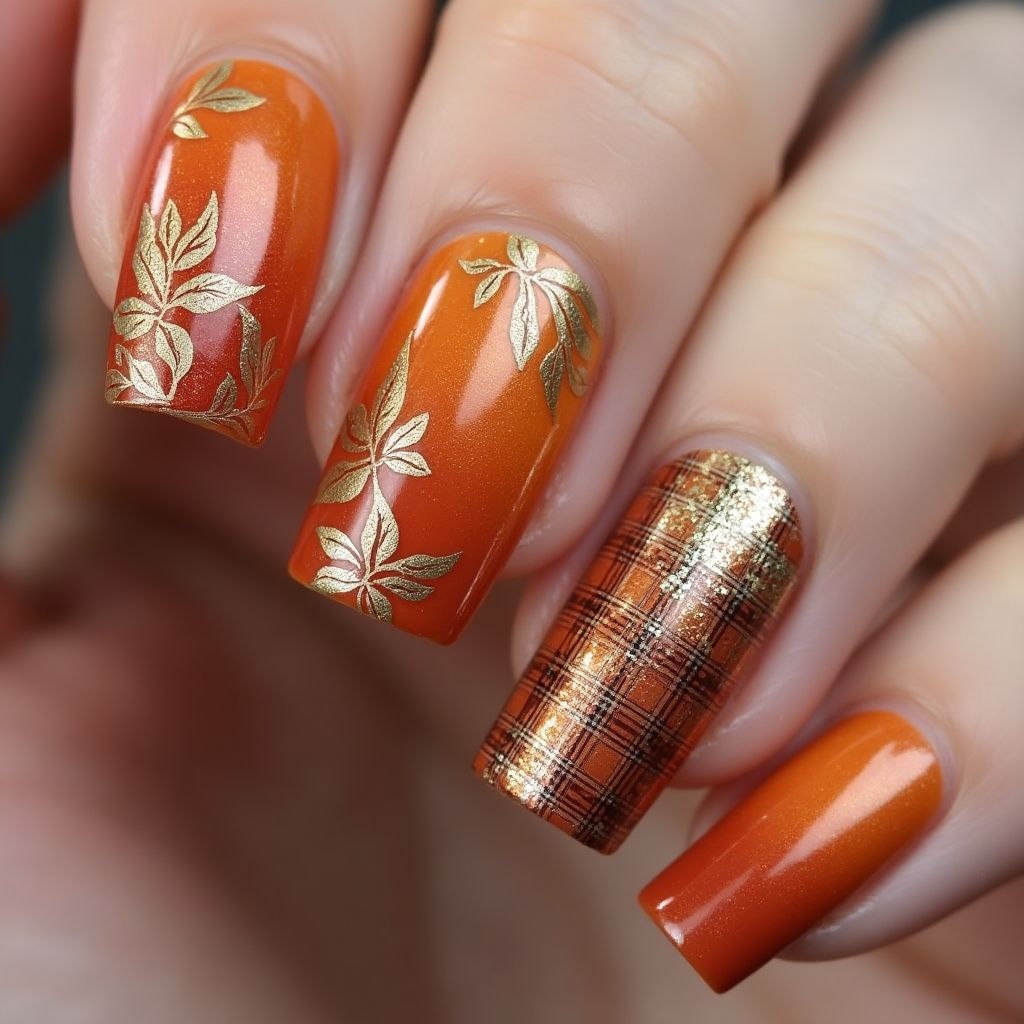 Gold Autumn Nail Design