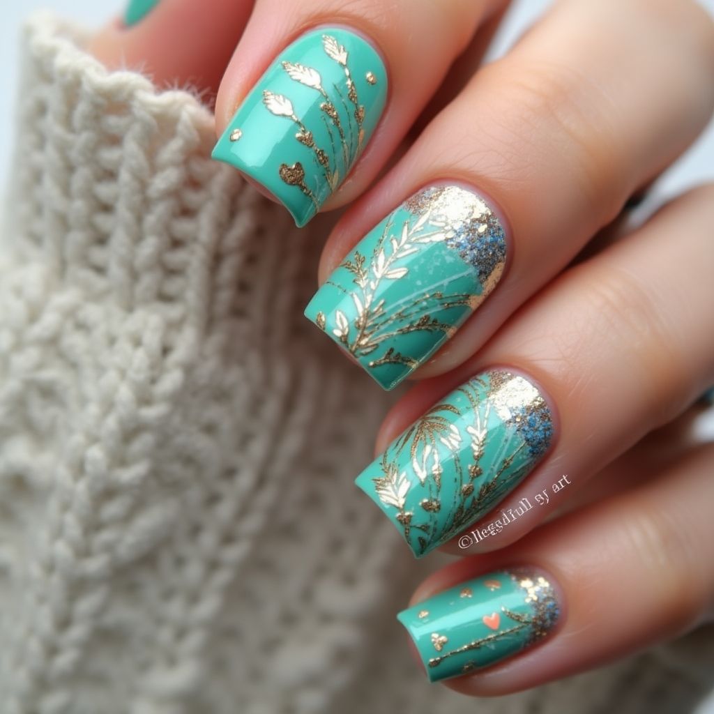 Turquoise Summer Nail Design