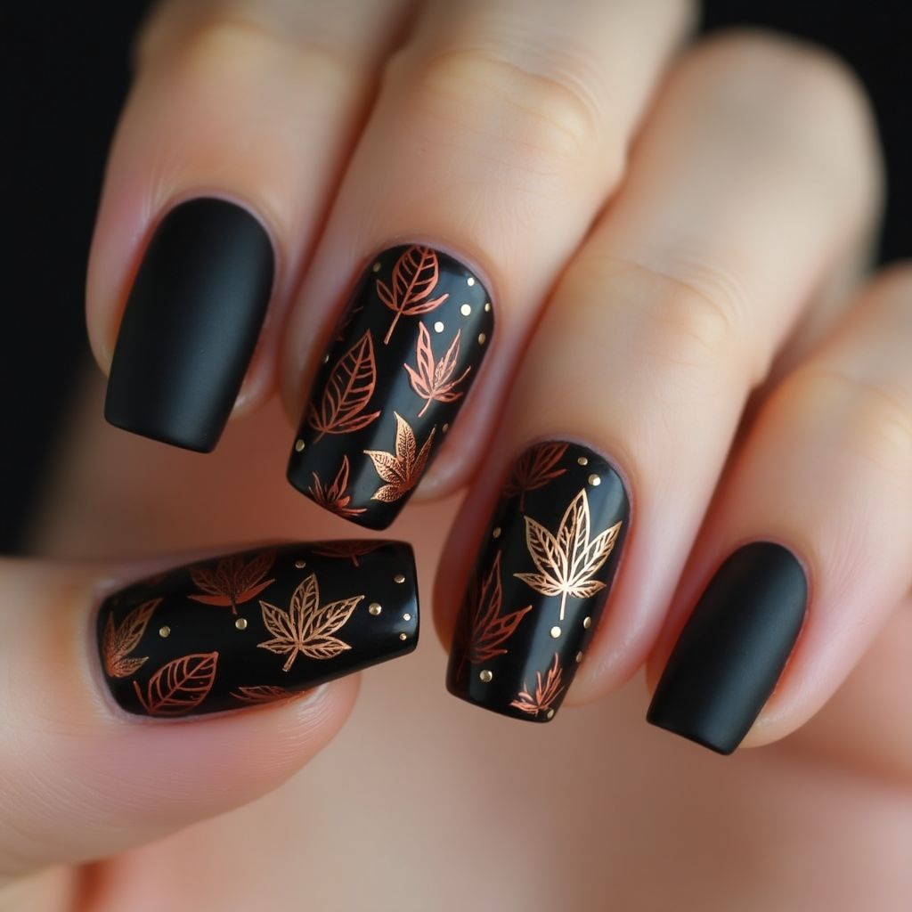 Black Autumn Nail Design
