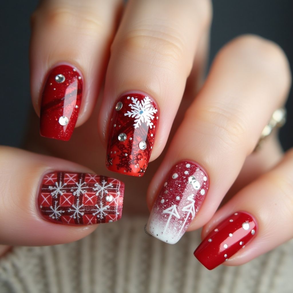 Red Winter Nail Design