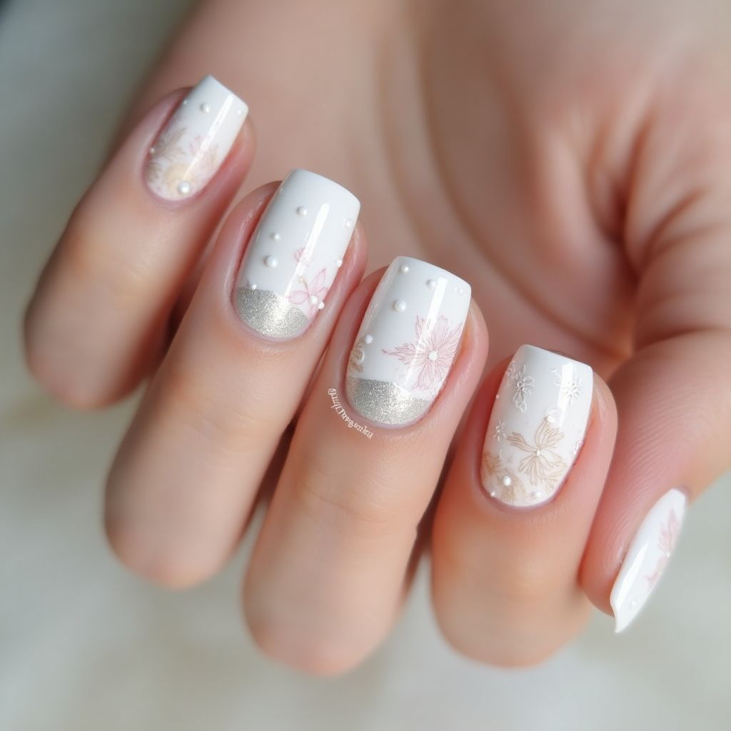 White Spring Nail Design