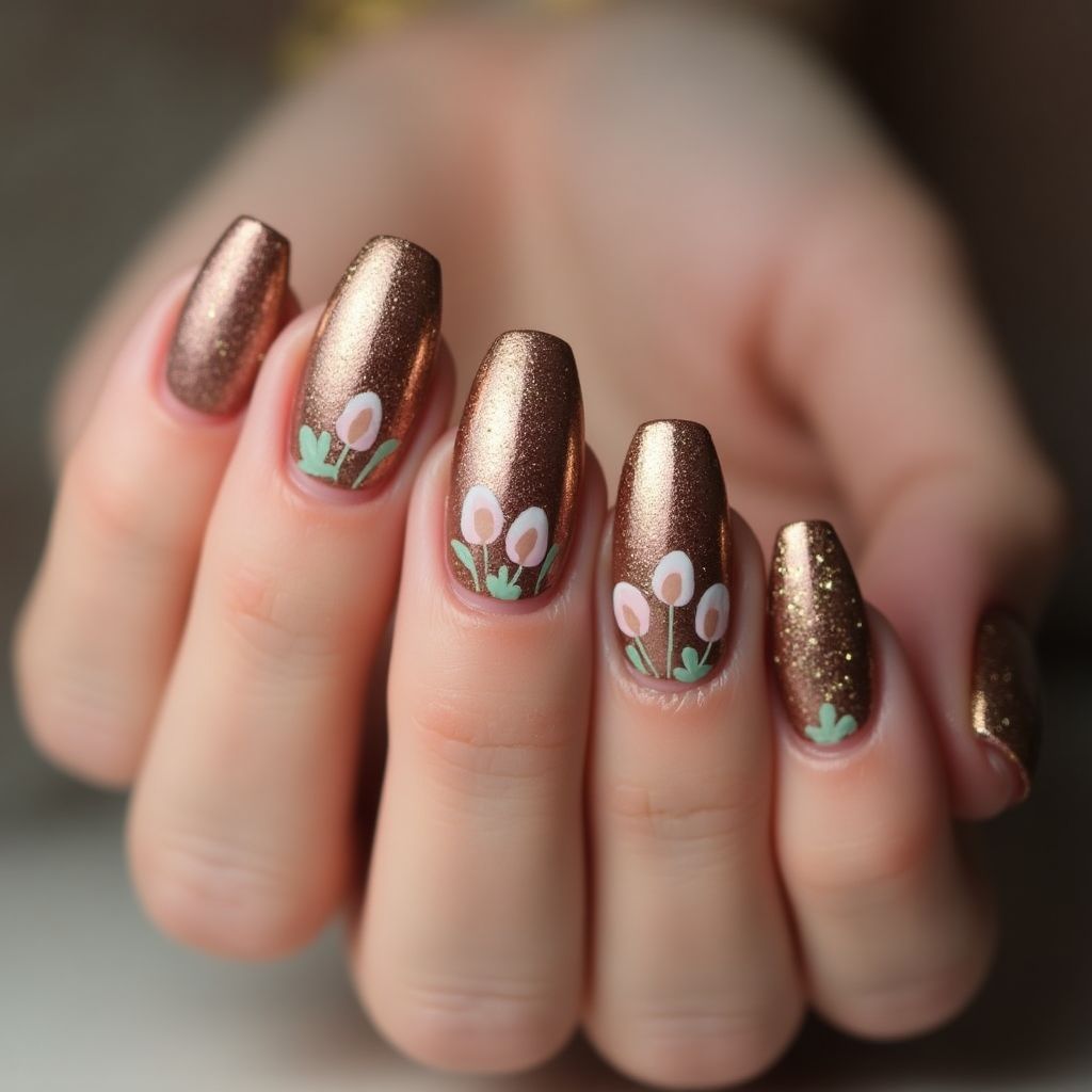 Bronze Spring Nail Design