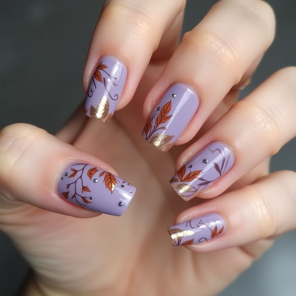 Lilac Autumn Nail Design