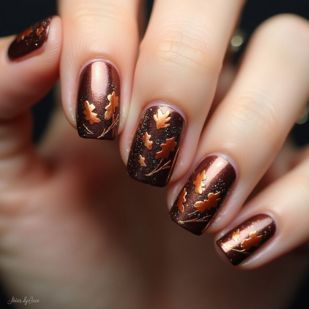 Bronze Autumn Nail Design